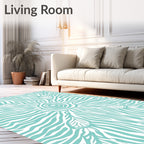 Aqua Zebra Stripe Tribal Sun Rug