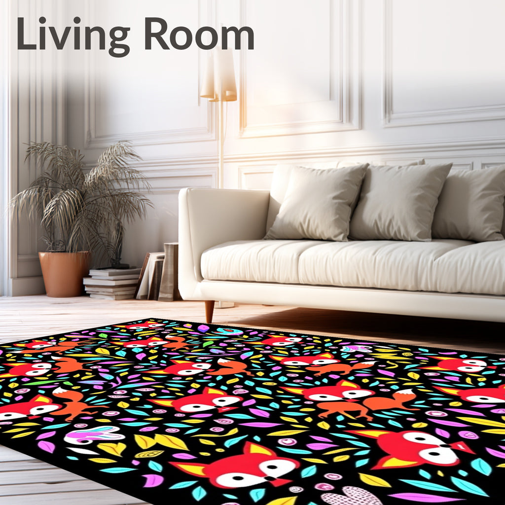 Whimsical Fox Forest Foliage Rug