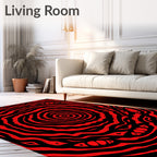 Vivid Red Concentric Abstract Eye Rug
