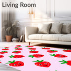 Happy Red Strawberry Repeating Pattern Rug