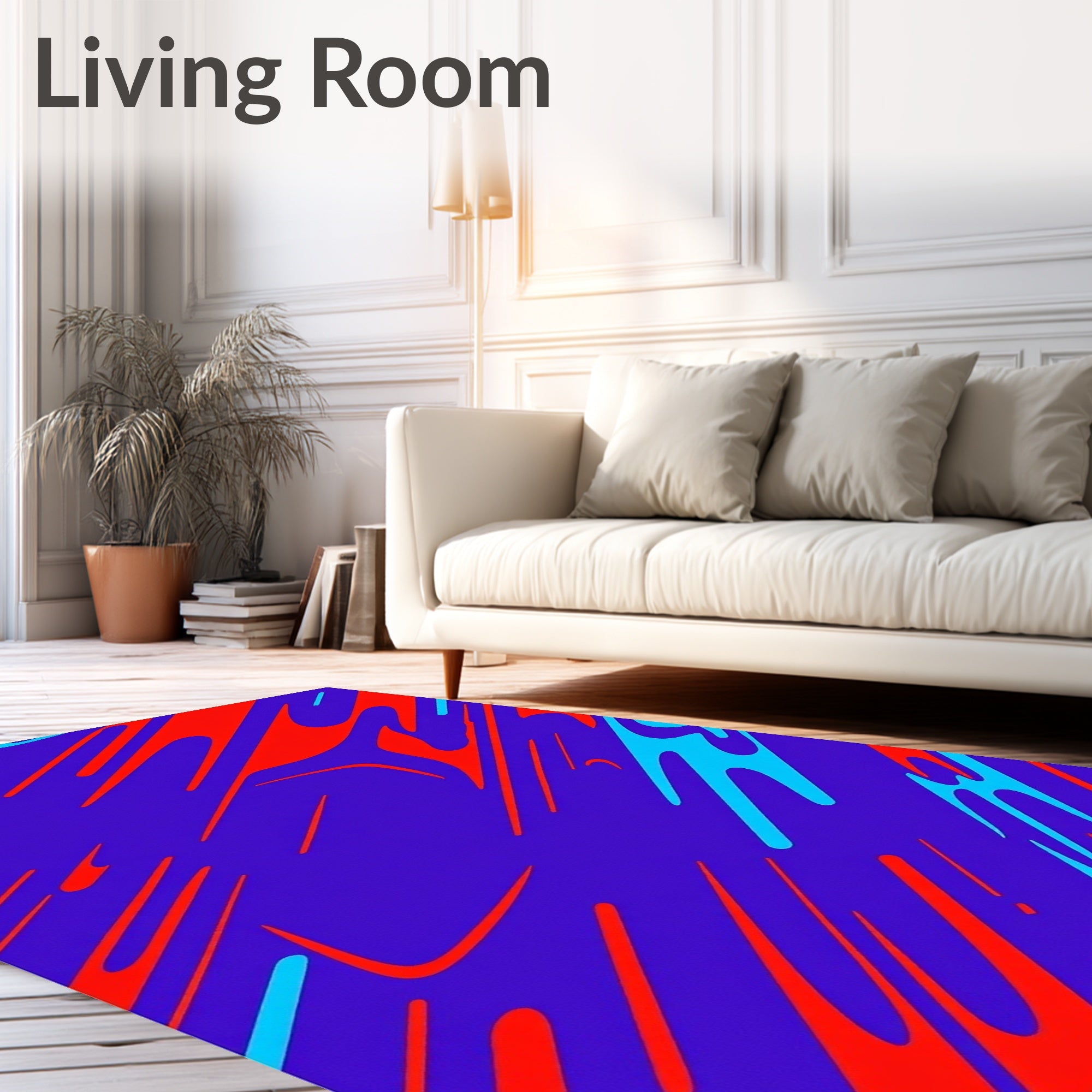 Vibrant Purple Red Blue Streaks Rug