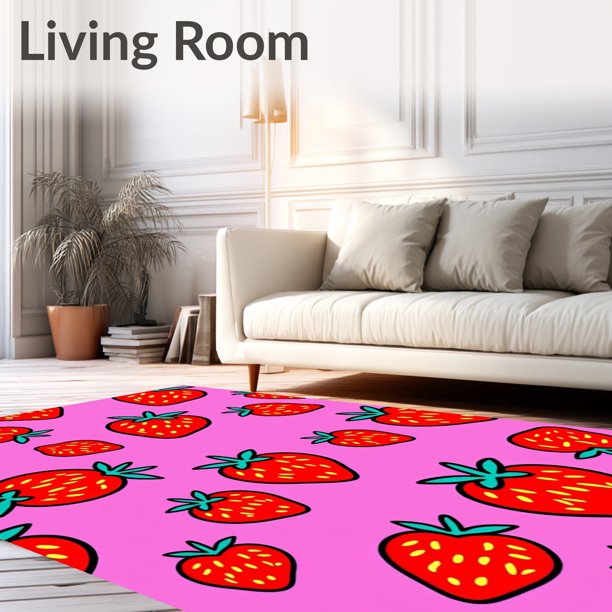 Vibrant Pink Strawberry Medley Rug