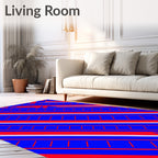 Bold Red Blue Diagonal Stripe Rug