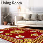 Crimson Gold Floral Medallion Rug