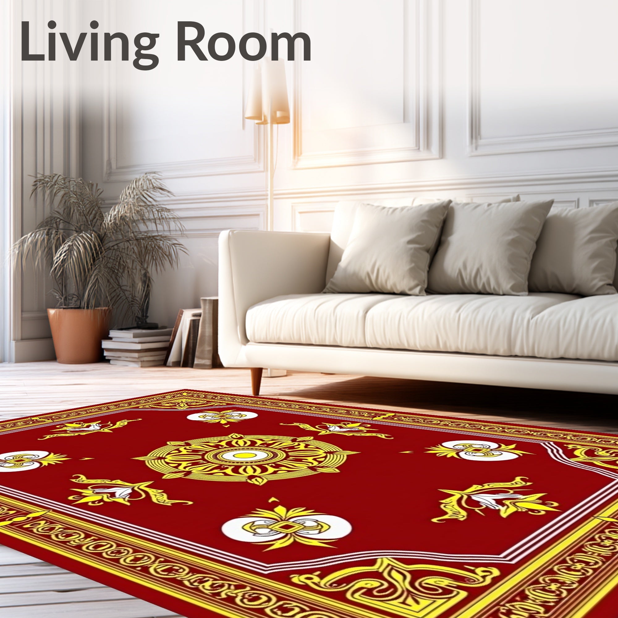 Crimson Gold Floral Medallion Rug