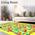 Vibrant Rainbow Alphabet Typography Art Rug