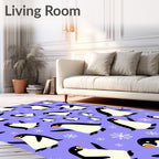 Charming Purple Penguin Snowflakes Repeat Rug