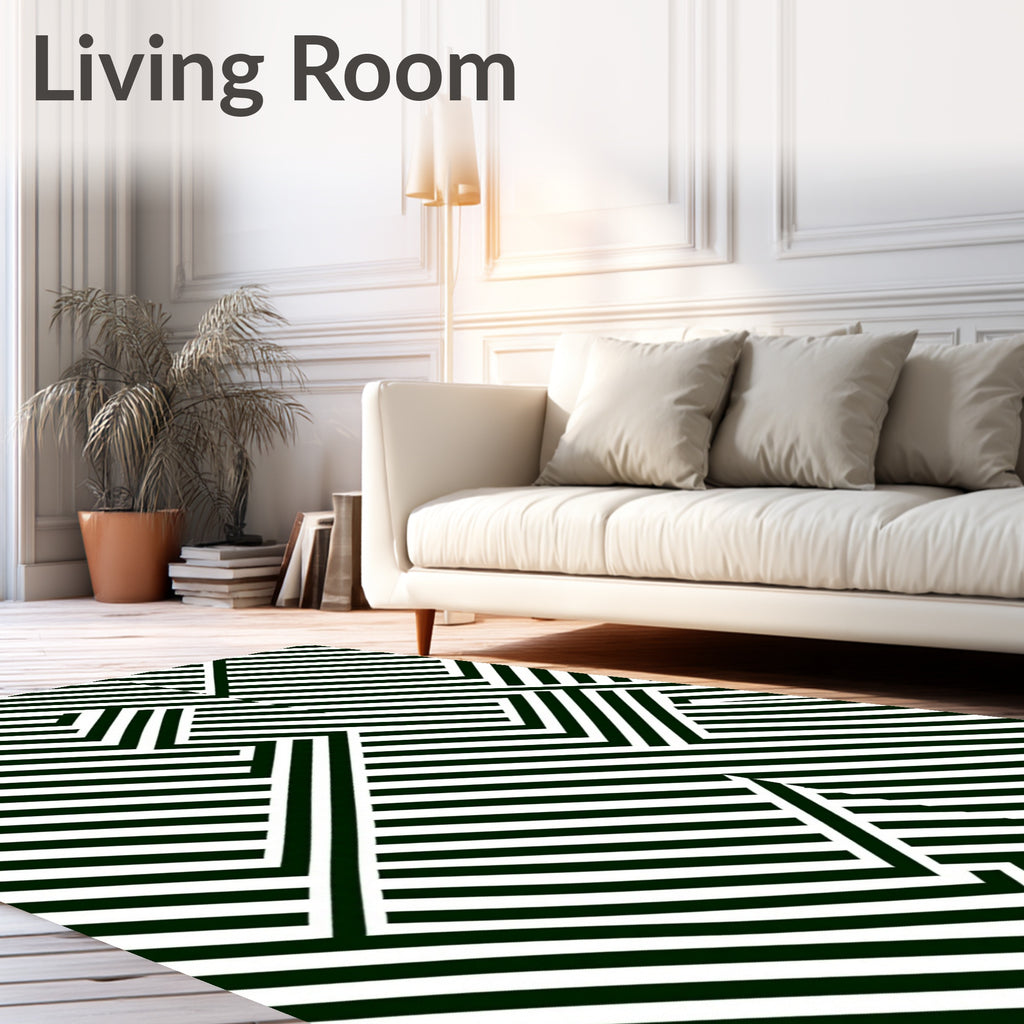 Modern Black and White Geometric Lines Rug
