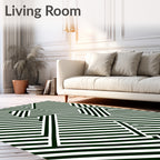 Modern Black and White Geometric Lines Rug