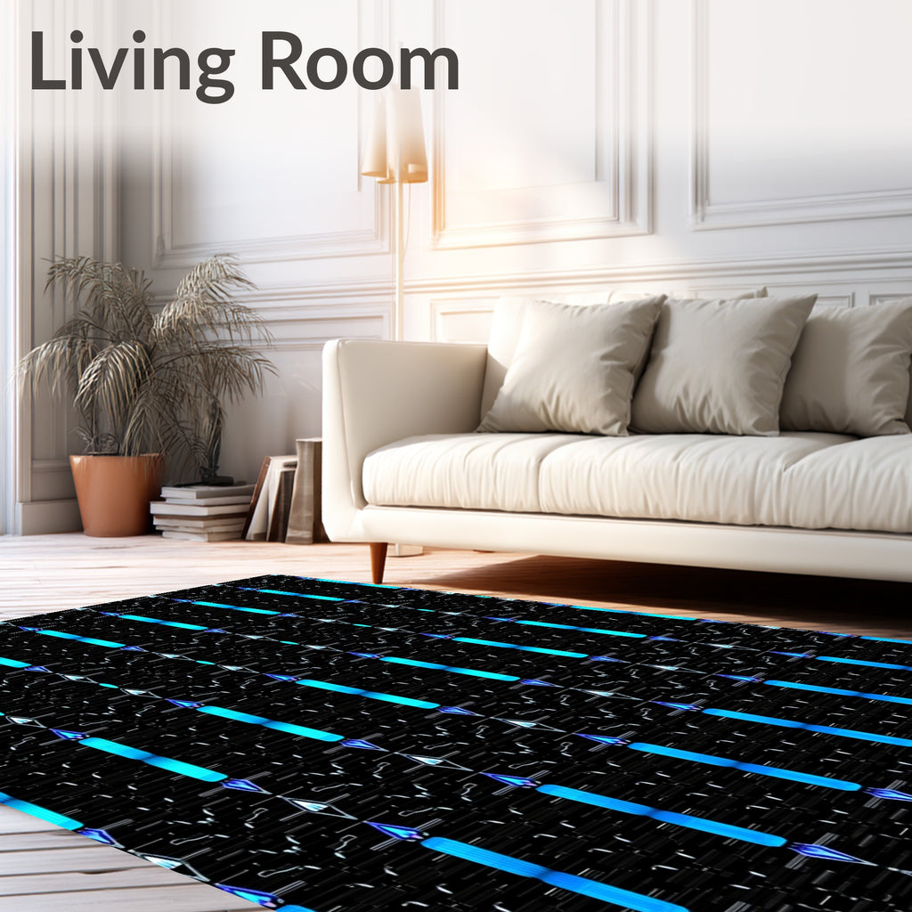 Electric Blue Vertical Lattice Rug