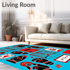 Red Ice Hockey Gear Collage Rug