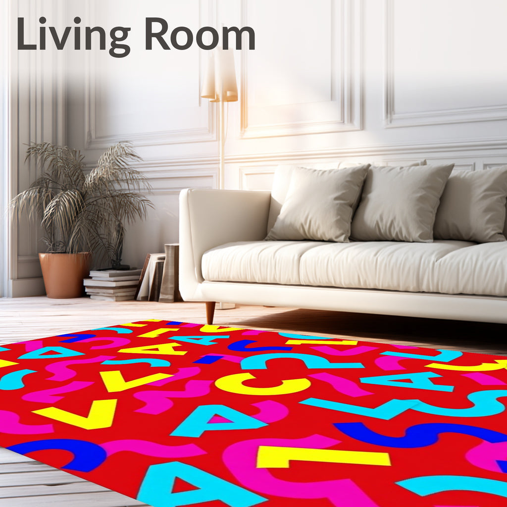 Retro Primary Color Alphabet Pop Rug