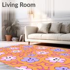 Groovy Pink Purple Smiley Flower Field Rug