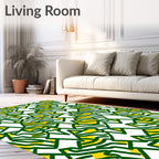 Abstract Green Yellow Jagged Forms Rug