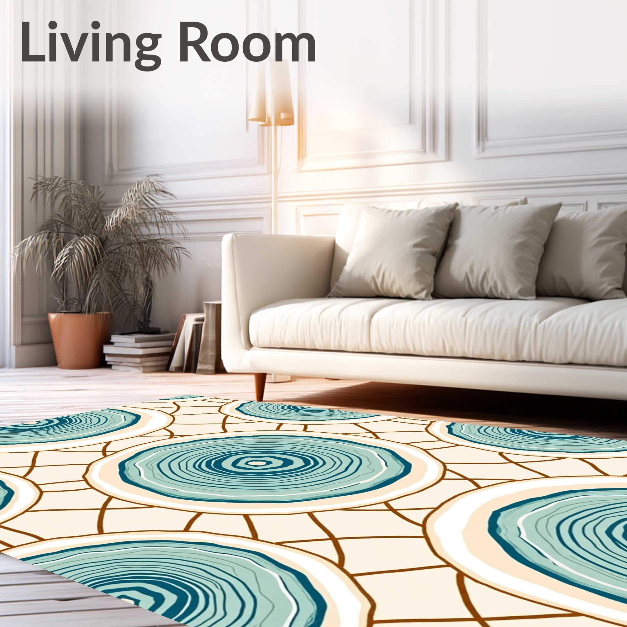Teal Wood Slice Overlay Rug