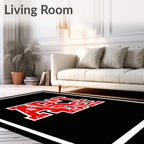 Bold Red Distressed Typography Rug