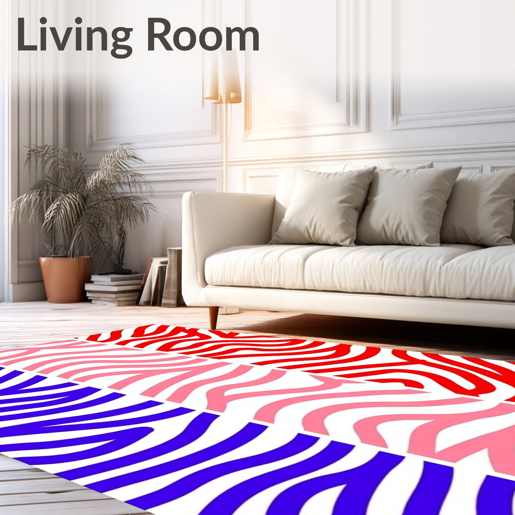 Bold Tri-Color Wavy Stripe Rug