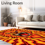 Fiery Roaring Lion Abstract Waves Rug