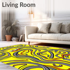 Yellow Abstract Racecar Roadscape Rug