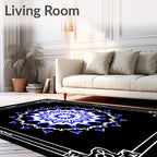 Electric Blue Starburst Mandala Frame Rug