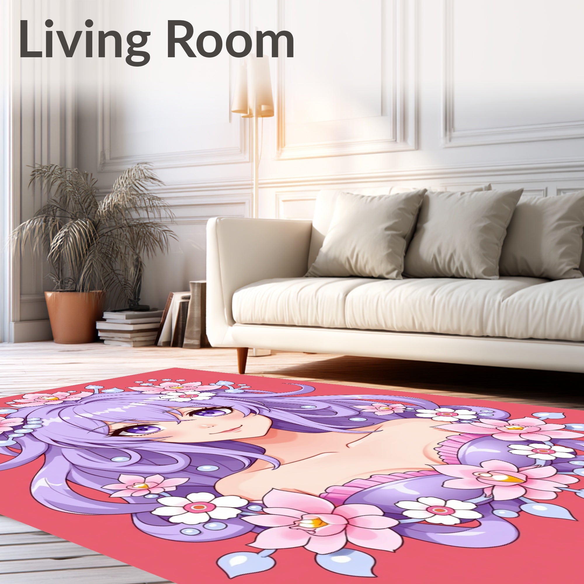 Anime Princess Purple Floral Headpiece Rug