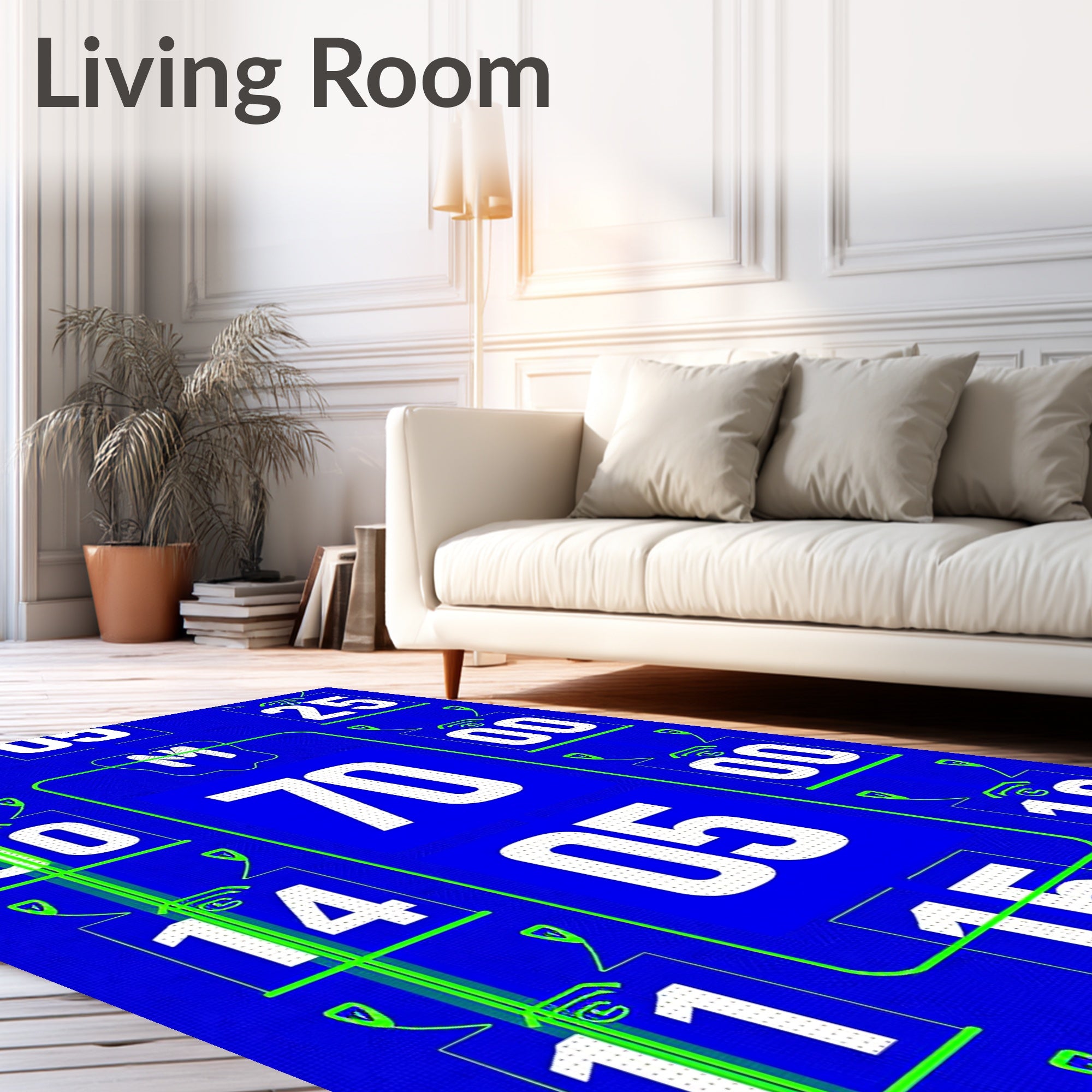 Bold Blue Number Collage Rug