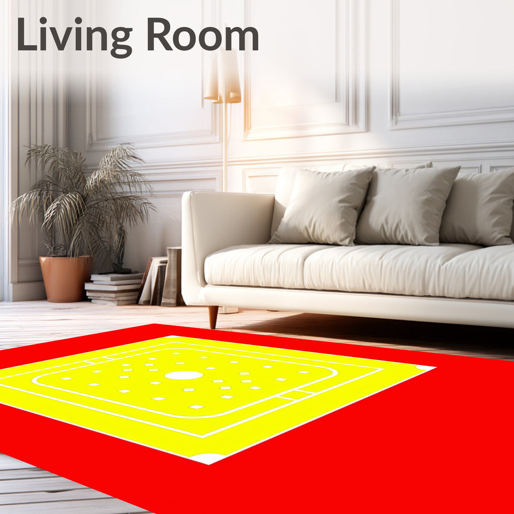 Vibrant Geometric Squares and Circles Rug