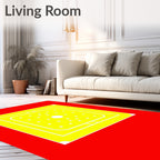 Vibrant Geometric Squares and Circles Rug