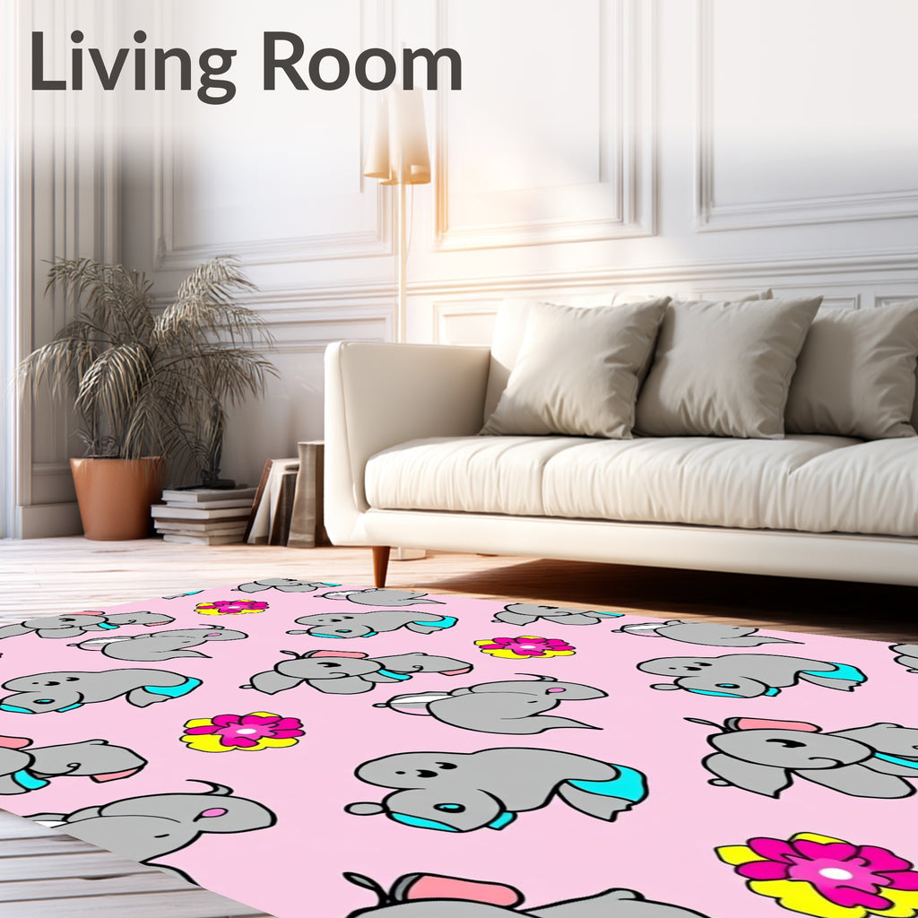 Pink Elephant Flower Repeat Rug