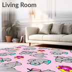 Pink Elephant Flower Repeat Rug