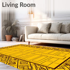 Golden Yellow Rectilinear Abstract Frame Rug