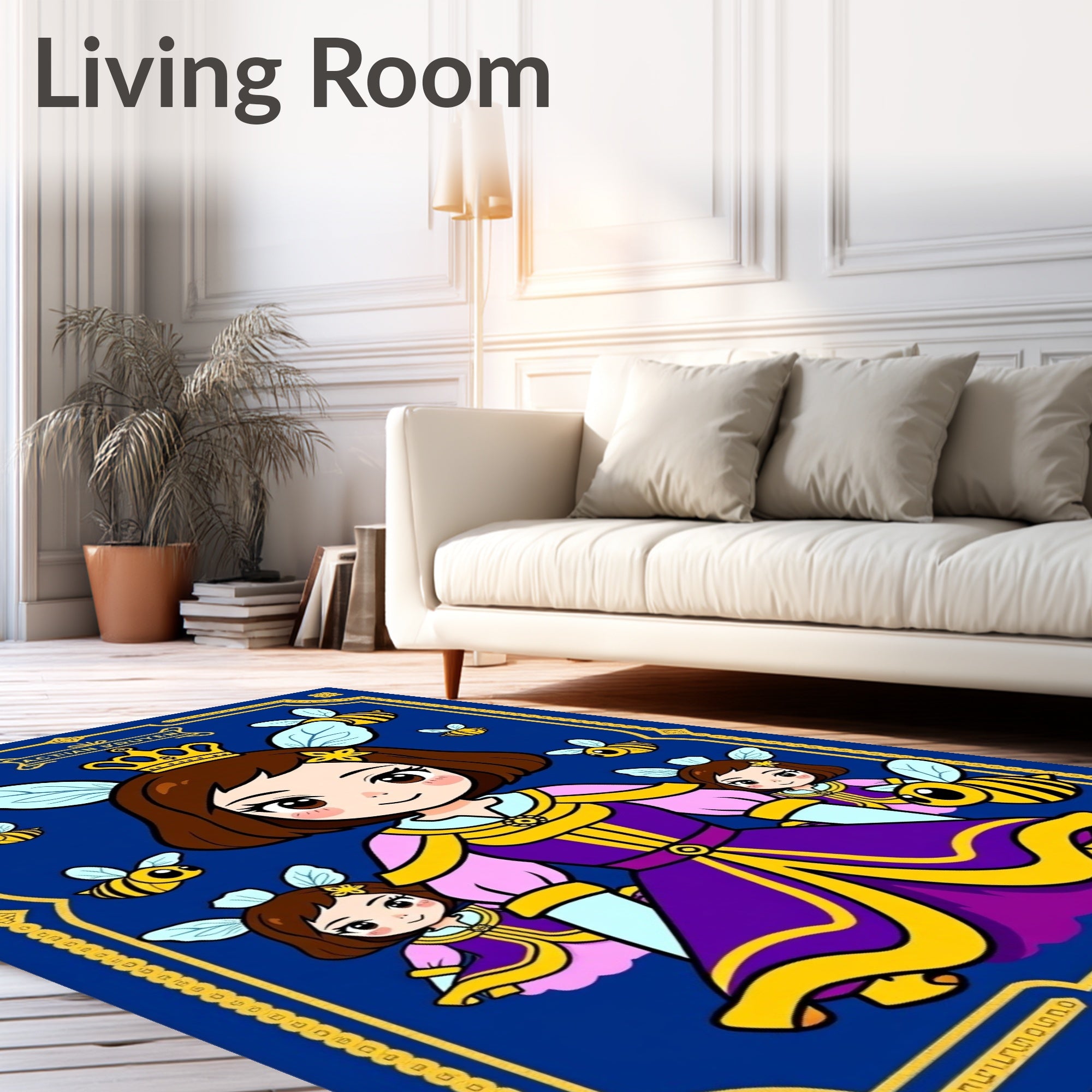 Royal Queen And Bees Illustration Rug