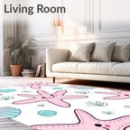 Cute Pink Starfish And Teal Shells Rug