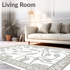 Earthy Leaf Twig Abstract Border Rug