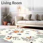 Whimsical Fox Floral Alphabet Cream Rug