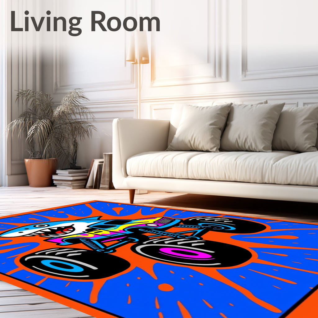 Wild Shark Monster Truck Explosion Rug