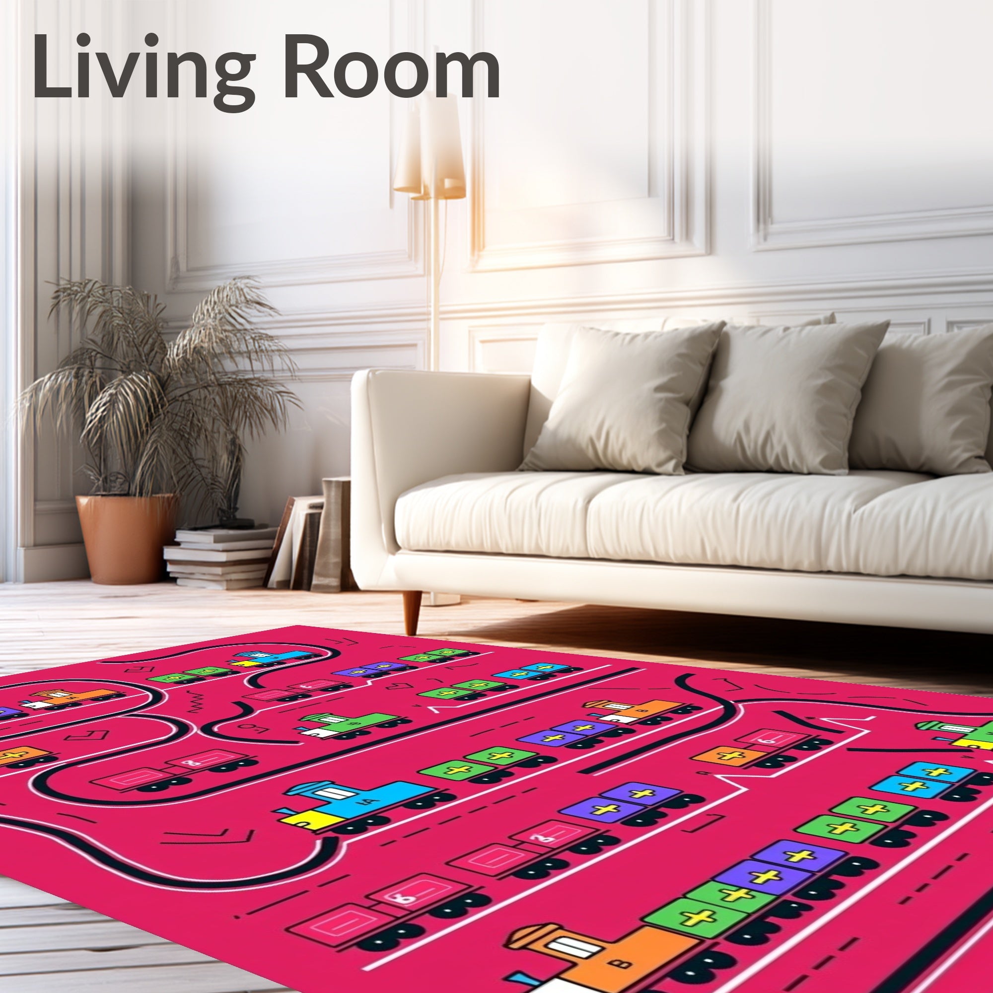 Playful Train Track Kids Rug