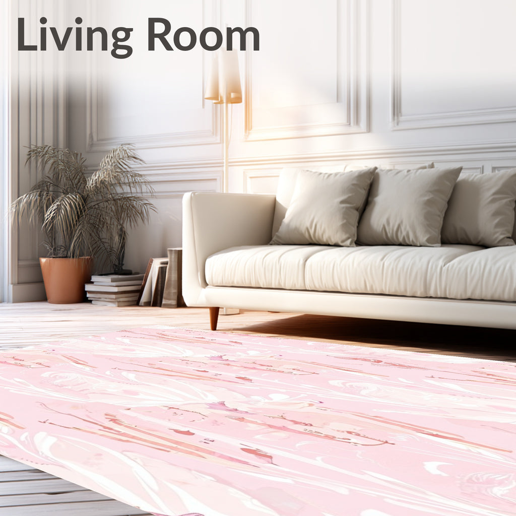 Soft Pink Watercolor Floral Blossom Rug