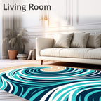 Aqua White Sandy Beach Wave Rug