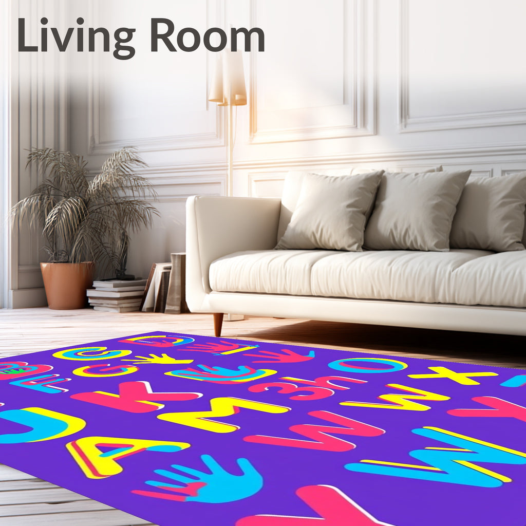 Kid Friendly Alphabet Hand Shapes Rug