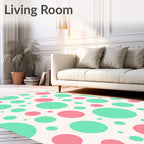 Mint Coral Polka Dot Circles Rug