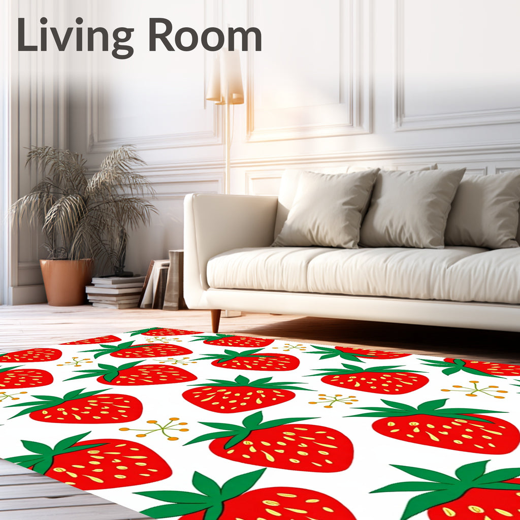 Sweet Red Strawberry Berry Patch Rug