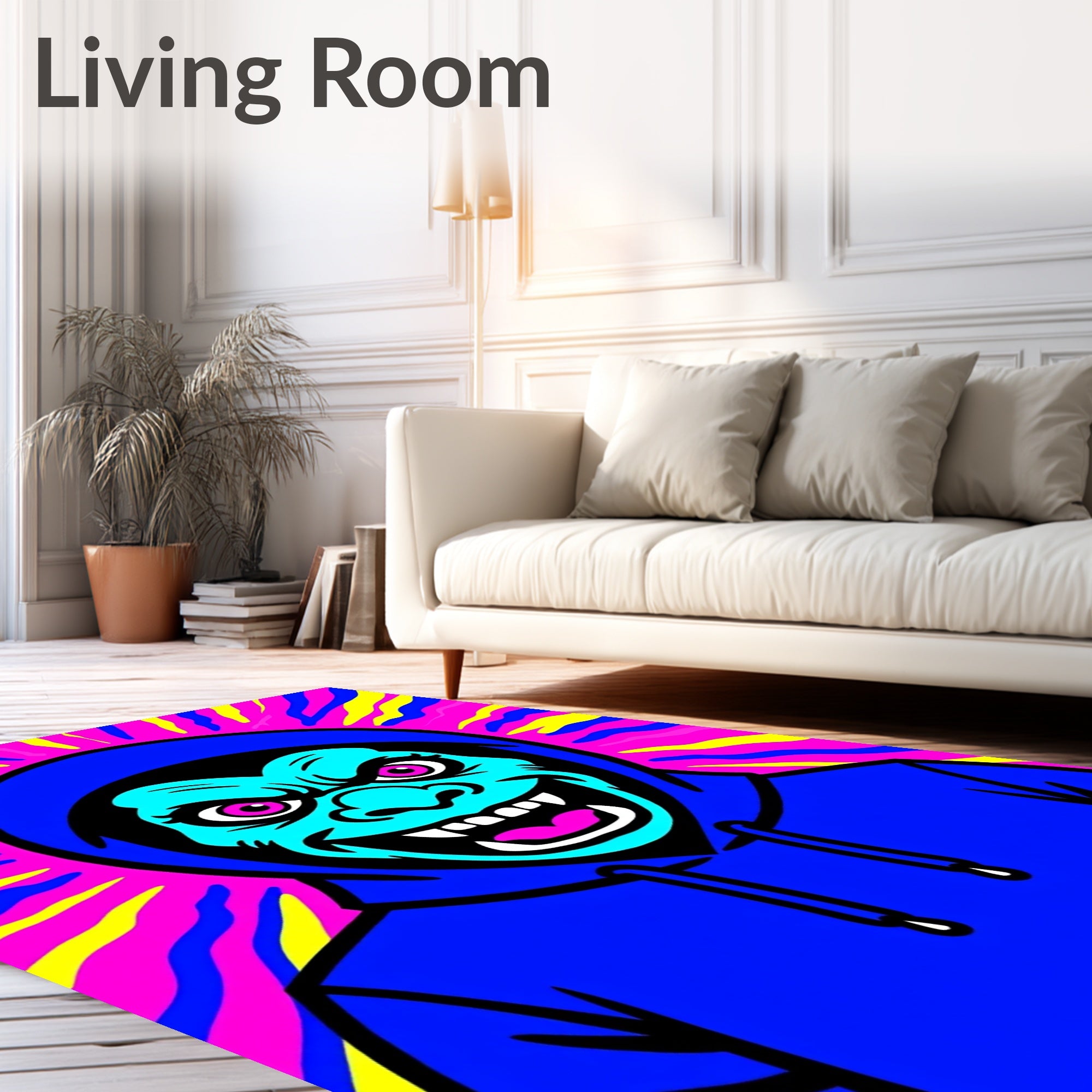Vivid Blue Creature Pop Art Rug
