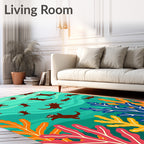 Playful Brown Otters Underwater Coral Garden Rug