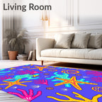 Vibrant Coral Starfish Undersea World Rug