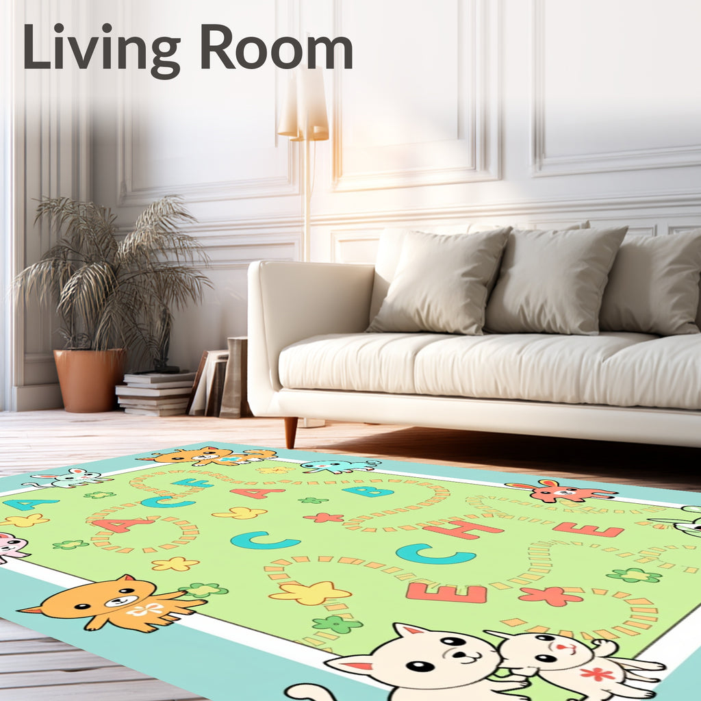 Cute Animals Alphabet Playful Rug
