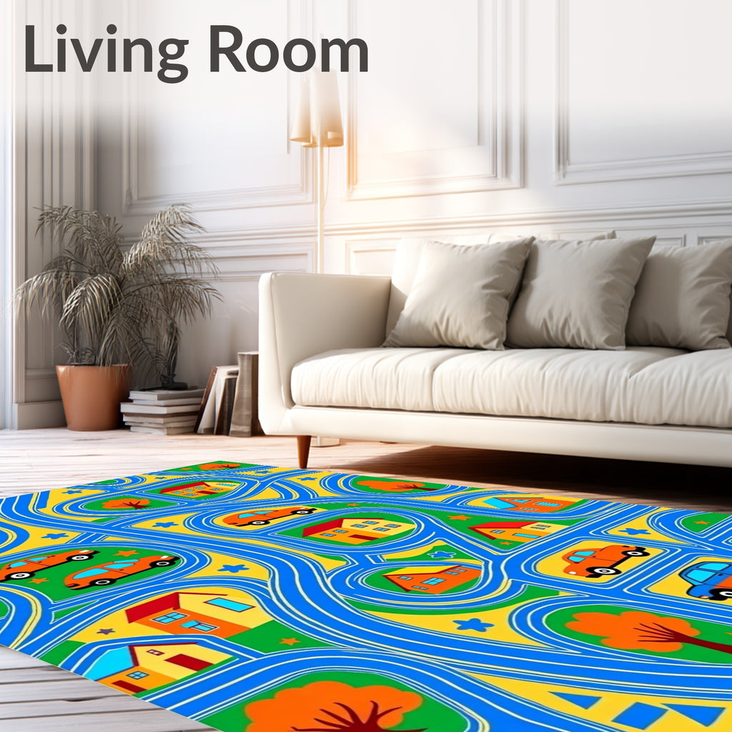 Playful Town Map Car Adventure Rug