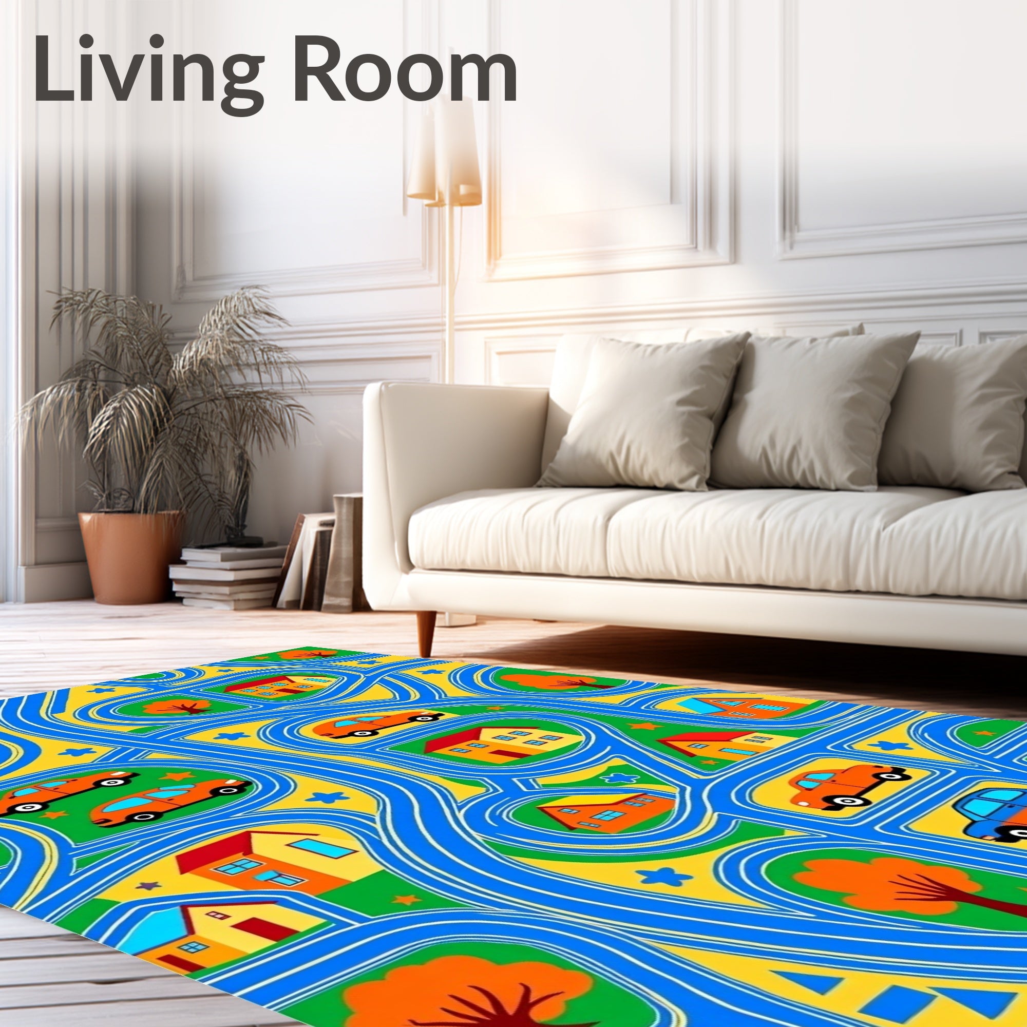 Playful Town Map Car Adventure Rug