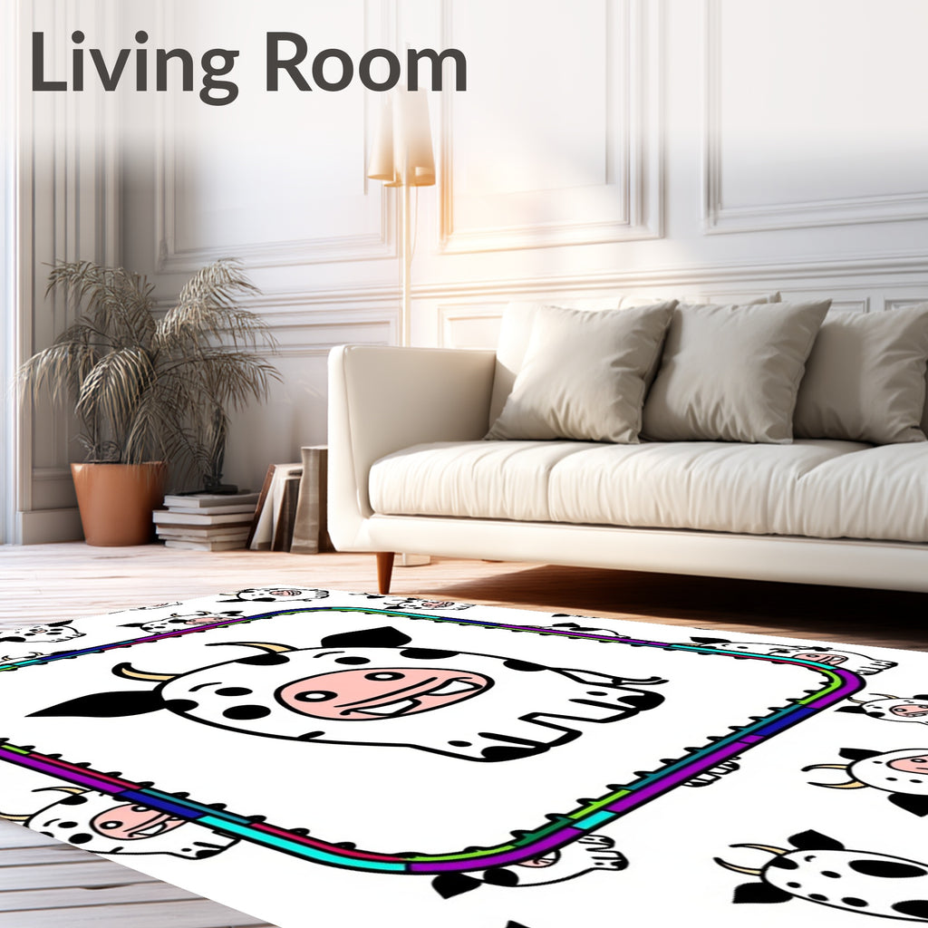 Whimsical Dairy Cow Cartoon Collection Rug