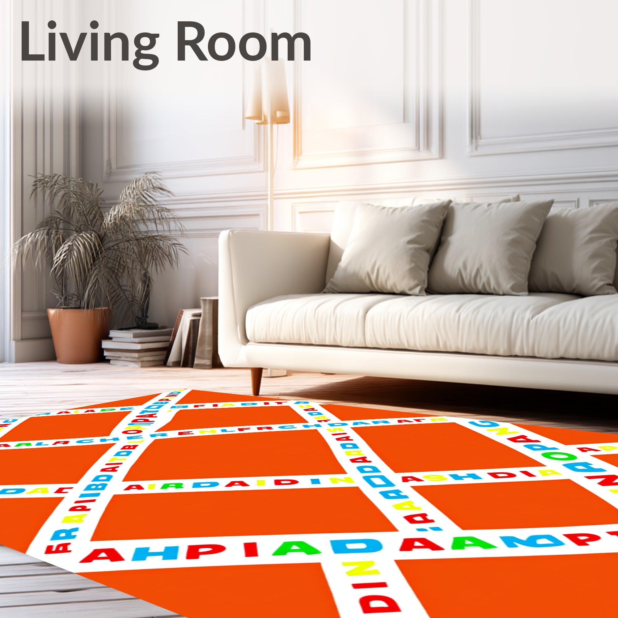 Colorful Diagonal Letter Grid Rug